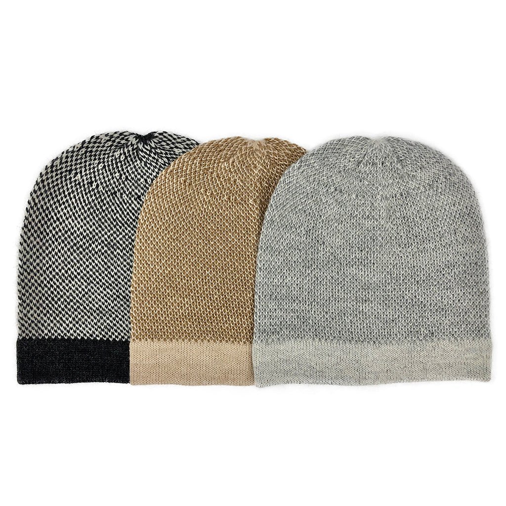 Gray Interwoven Alpaca Beanie - Cosas y Punto