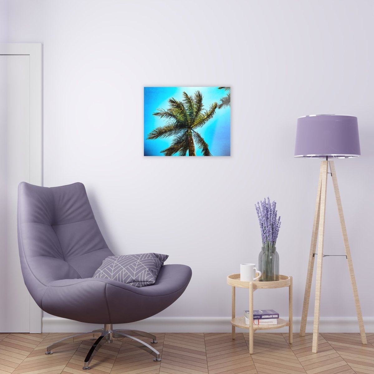 Lone Palm Tree with vibrant skies on Acrylic Glass Wall Art - Cosas y Punto