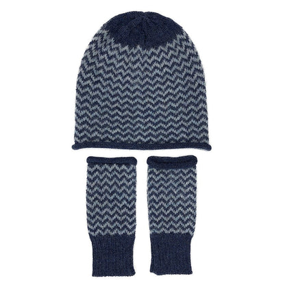 Azul Chevron Knit Alpaca Gloves - Cosas y Punto