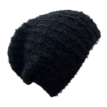 Black Loop Knit Alpaca Beanie - Cosas y Punto