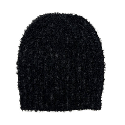 Black Loop Knit Alpaca Beanie - Cosas y Punto