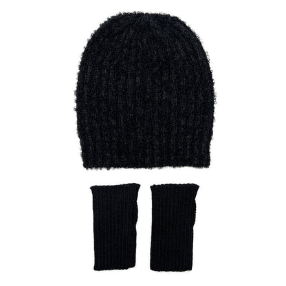 Black Loop Knit Alpaca Beanie - Cosas y Punto