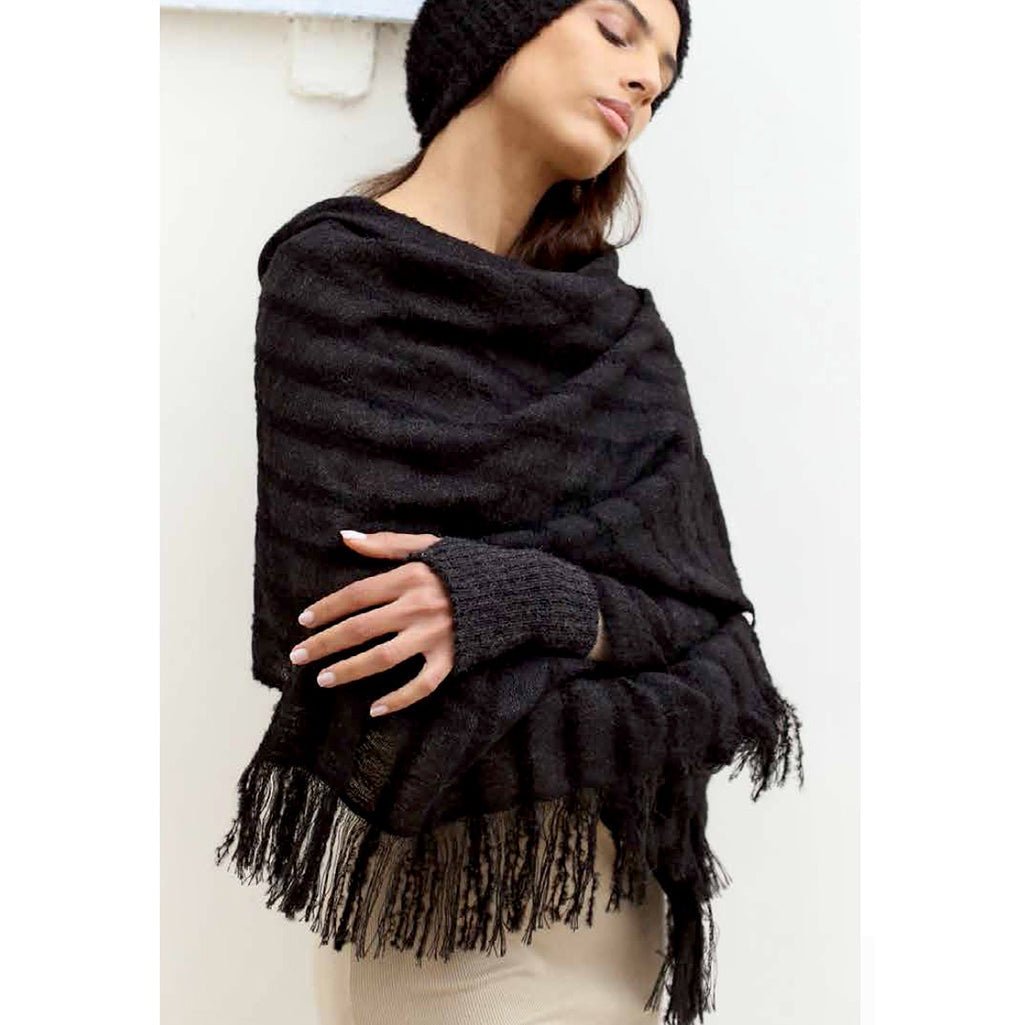 Black Loop Knit Alpaca Scarf - Cosas y Punto