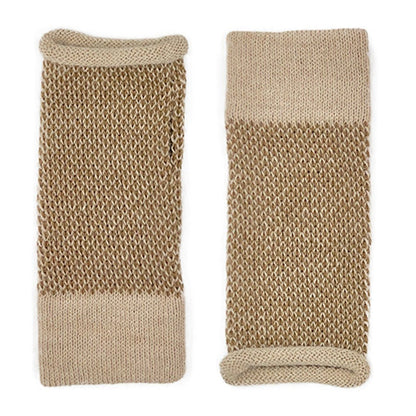 Camel Interwoven Alpaca Gloves - Cosas y Punto