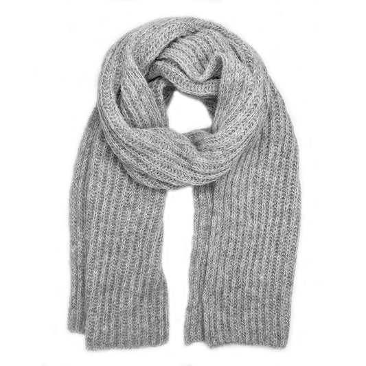 Chunky Gray Knit Alpaca Scarf - Cosas y Punto