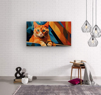 Cubist Whiskers - Vibrant Feline Pop Art - Cosas y Punto