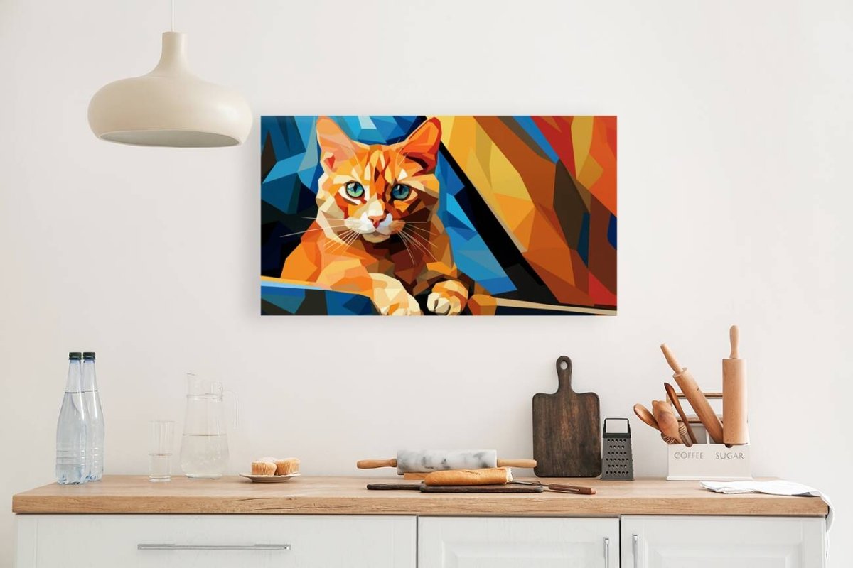 Cubist Whiskers - Vibrant Feline Pop Art - Cosas y Punto