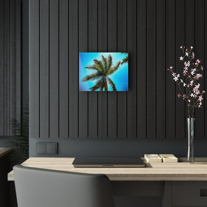 Lone Palm Tree with vibrant skies on Acrylic Glass Wall Art - Cosas y Punto