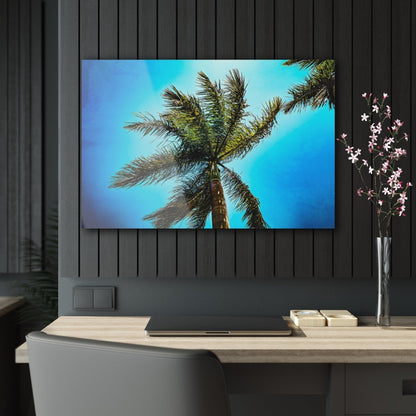 Lone Palm Tree with vibrant skies on Acrylic Glass Wall Art - Cosas y Punto