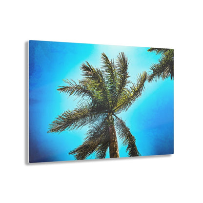Lone Palm Tree with vibrant skies on Acrylic Glass Wall Art - Cosas y Punto