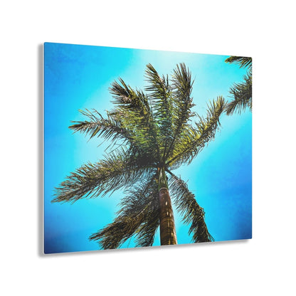 Lone Palm Tree with vibrant skies on Acrylic Glass Wall Art - Cosas y Punto