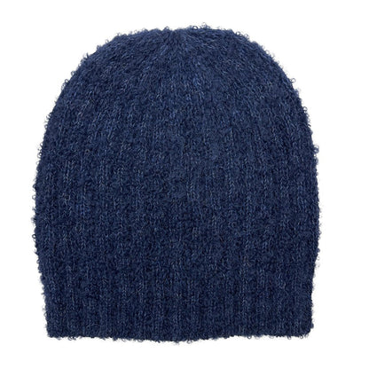 Navy Loop Knit Alpaca Beanie - Cosas y Punto