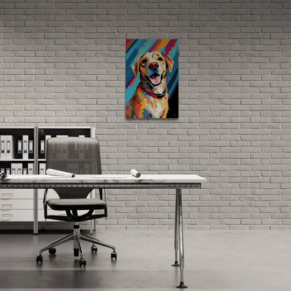 Pop Art Pup: A Cubist Canine Creation on Acrylic Glass Wall Art - Cosas y Punto