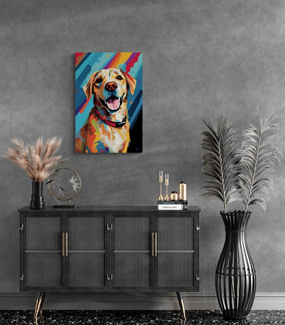 Pop Art Pup: A Cubist Canine Creation on Acrylic Glass Wall Art - Cosas y Punto
