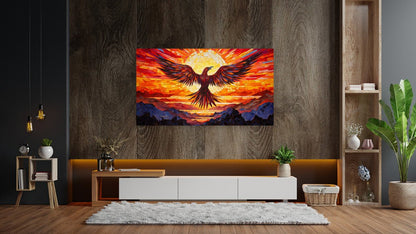 Resurgence of the Phoenix: Fiery Mosaic - Wall Art - Cosas y Punto
