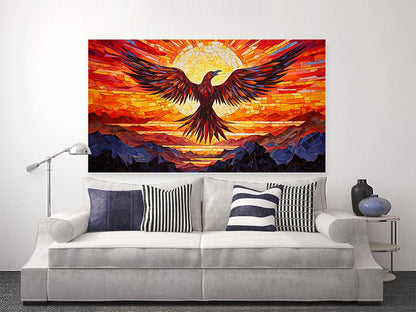 Resurgence of the Phoenix: Fiery Mosaic - Wall Art - Cosas y Punto