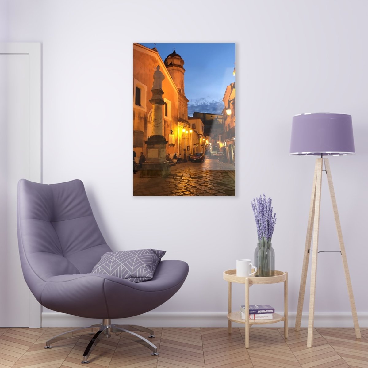 Sarconi, Italy at night on Acrylic Glass Wall Art - Cosas y Punto
