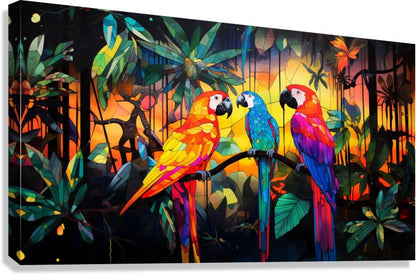 Tropical Rainforest Trio of Parrots - Cosas y Punto